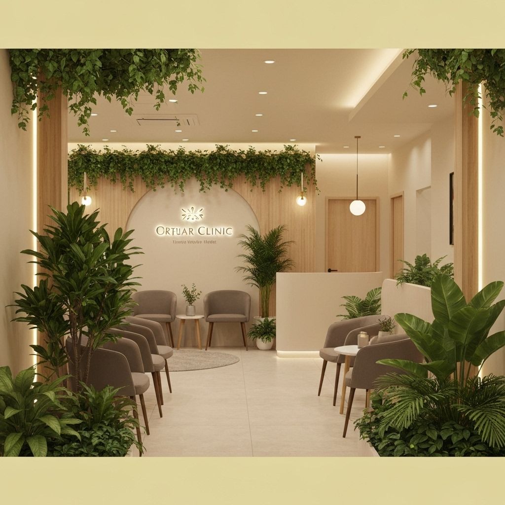 Natural dental clinic environment with soft lighting and plants
